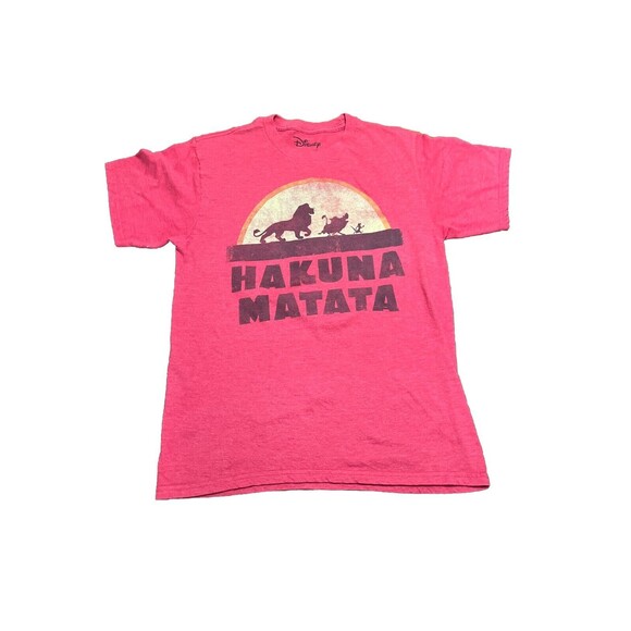 DISNEY Womens Top Medium Lion King Hakuna Matata Tee Shirt Red Graphic Timon - Picture 1 of 6